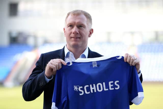 BIG CHALLENGE: Oldham Athletic manager Paul Scholes after a press conference at Boundary Park. Picture: Barrington Coombs/PA