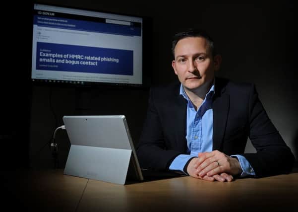 Don Woller, part of the HMRC cybercrime team in Yorkshire; inset, a thief can ruin your life from behind a desk. (Picture: Tony Johnson).