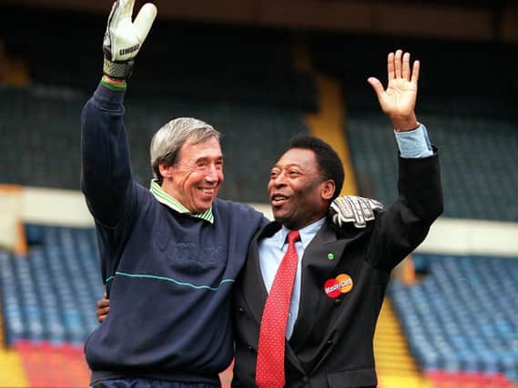 Gordon Banks with Brazil legend Pele.