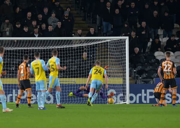 An own goal from Robbie McKenzie gives Rotherham United an equaliser against Hull City after they had trailed 2-0 at KCOM Stadium (Picture: Bruce Rollinson).