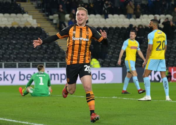 Jarrod bOwen: Celebrates his 16th goal of the season against Rotherham United on Tuesday. (Picture: Bruce Rollinson)