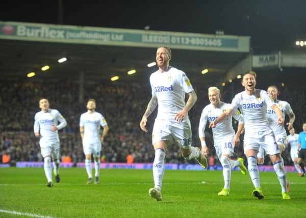 Leeds United's Pontus Jansson celebrates scoring. Picture Tony Johnson.