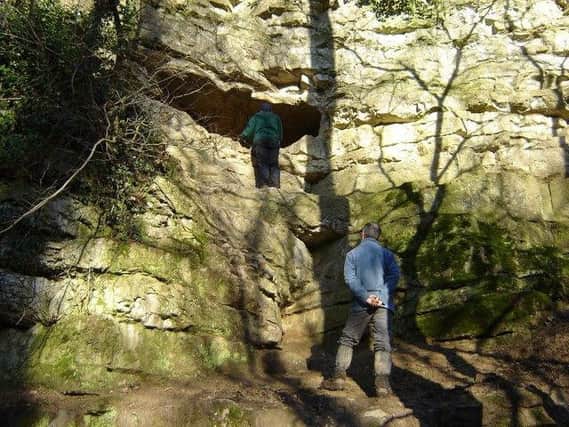 The entrance to Kirkdale Cave, which is only around 3ft high