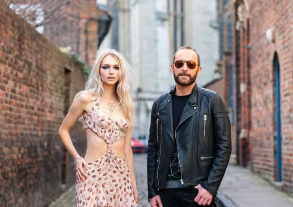 THE FACES OF YORK FASHION WEEK: Fashion designer Scott Henshall with model Charlie Cowap wearing his archive collection for York Fashion Week 2019. Picture: Olivia Brabbs Hair & Make-up & Scott's grooming, Sonia Schofield