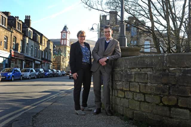 Helen Noble, chief executive of Pennine Prospects, with Julian Glover, ar Marsden, near Huddersfield. Picture: Tony Johnson