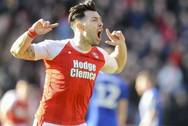 Rotherham's Richie Towell celebrates after putting the Millers 2-1 up at New York Stadium against Wednesday (Picture: Dean Atkins).