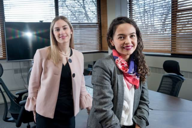 12 February 2019.
Flora Mewies, left, of Ward Hadaway, and Laura Garcia at Nephos Solutions, Headingley.