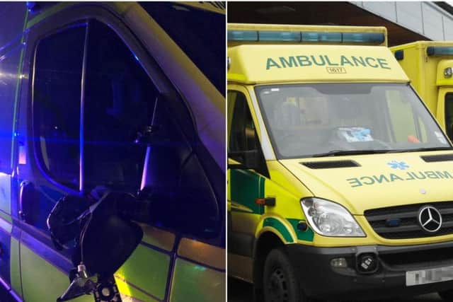 Left, the damage to the ambulance and right, file photo.
Credit: Laura Major/Yorkshire Ambulance Service