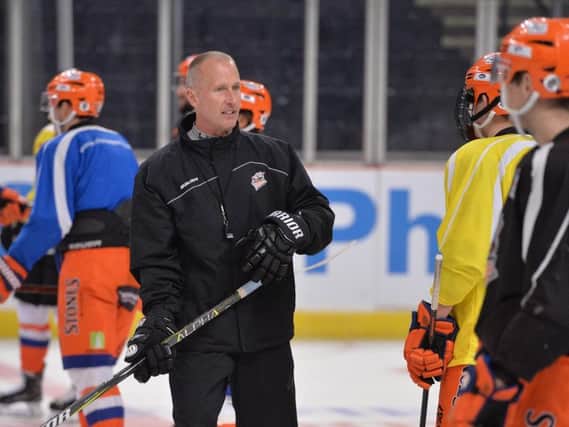 WORK TO BE DONE: Tom Barrasso has changed practice plans to get his Sheffield Steelers back out on to the ice on Thursday after Wednesday's 6-1 defeat at home to Glasgow Clan. Picture: Dean Woolley.
