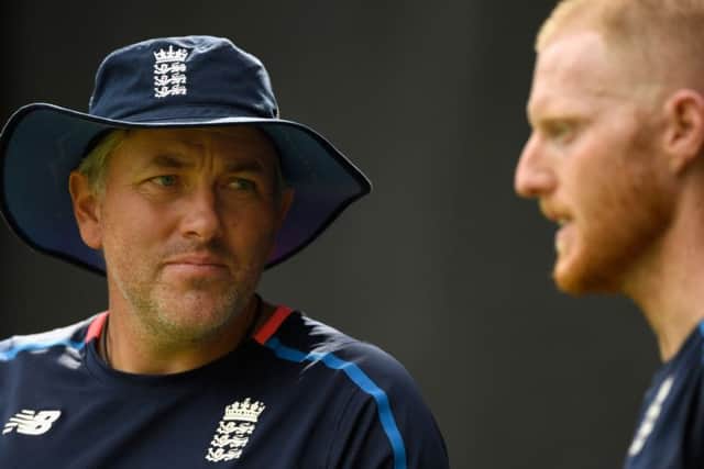 England player Ben Stokes (r) chats with fast bowling coach Chris Silverwood in New Zealand.  (Picture: Stu Forster/Getty Images)