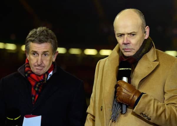 IN THE BOX: Jonathan Davies, left with co-commentator, Sir Clive Woodward. Picture: Stu Forster/Getty Images