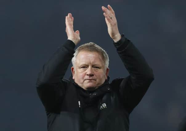 Applauding the support: Blades chief Chris Wilder after victory at the Hawthorns.