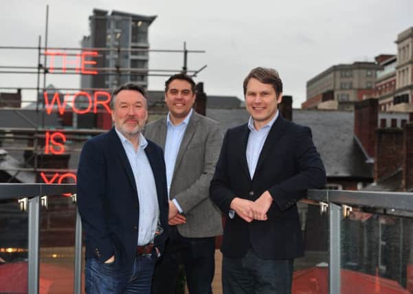 Digital champions: From left Stuart Clarke, co-founder of Leeds Digital Festival, Andrew Maeer, Amsource Technology, and Gareth Yates, Ward Hadaway. picture: Gerard Binks