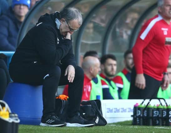 Leeds United head coach Marcelo Bielsa appears deep in thought during Saturdays win over Bolton Wanderers at Elland Road (Picture: Dave Thompson/PA Wire).