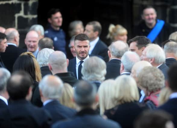 David Beckham at the funeral of Eric Harrison, at Halifax Minster.  Picture by Simon Hulme