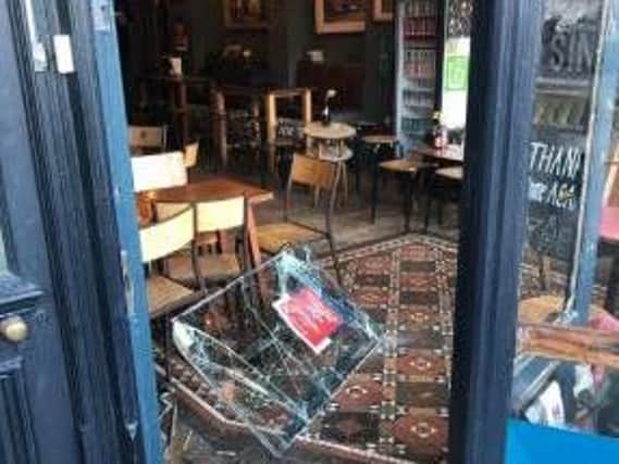 The bar tweeted an image of the damage done in last night's break-in