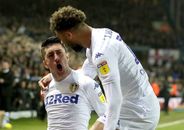 Leeds United's Pablo Hernandez, left, rejoices after giving his side the lead after 17 seconds against West Bromwich Albion on Firday night (Picture: Nick Potts/PA Wire).