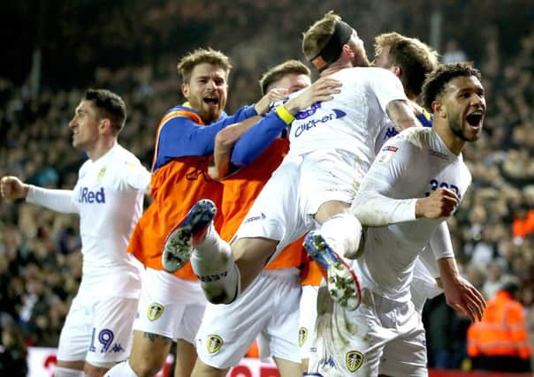 Leeds United's Patrick Bamford (second right) celebrates scoring his side's third goal (Picture: PA)