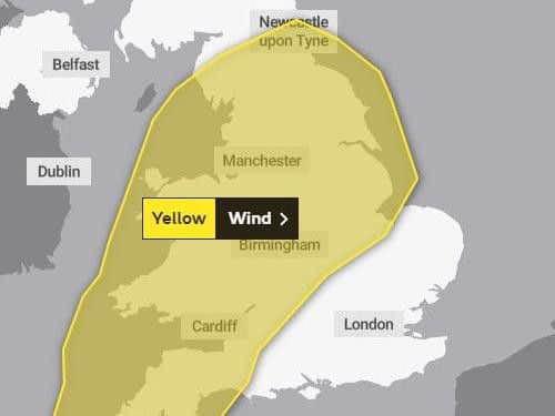The Met Office yellow weather warning.
