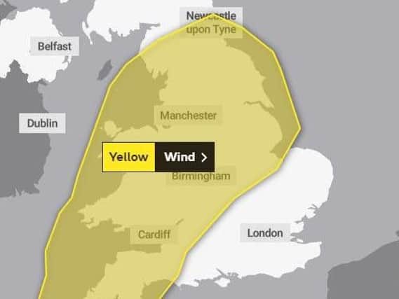 The Met Office yellow weather warning.