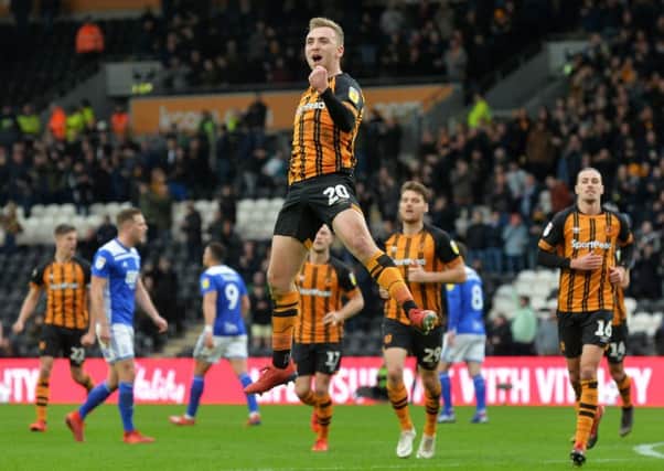 Jarrod Bowen celebrates scoring his second goal this time from the spot.  Picture Bruce Rollinson