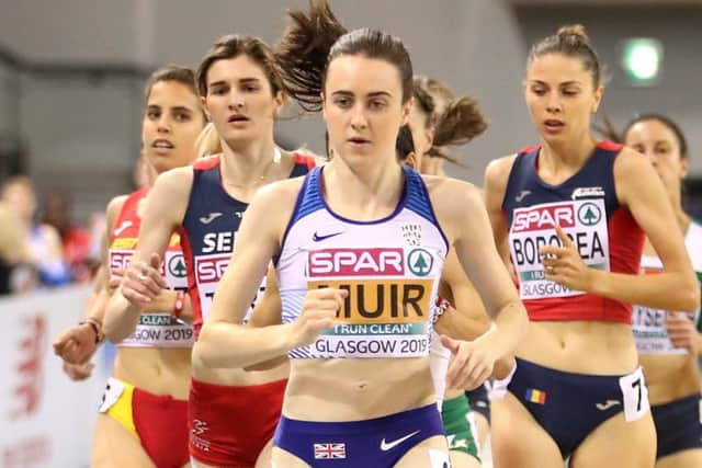 Great Britain's Laura Muir on her way to winning the Women's 1500m Final.