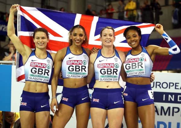 Team Great Britain win silver at the Women's 4x400m Relay Final.