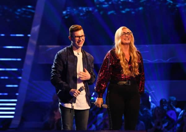 Team Olly: Eva Campbell and Callum Butterworth perform on The Voice on Saturday. Picture: ITV.