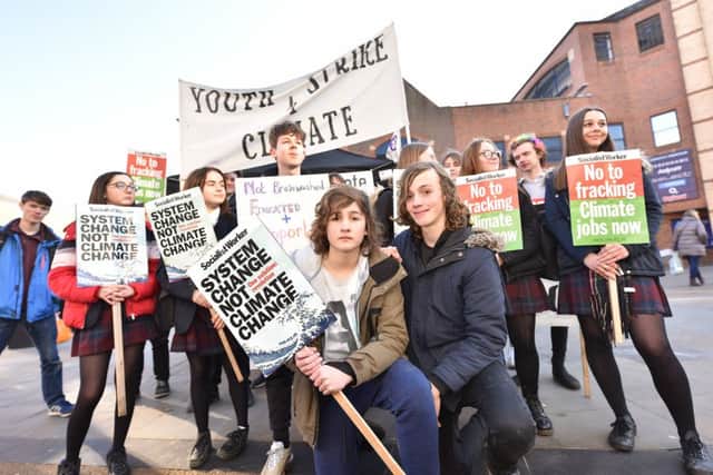 A recent climate change protest outside a Scarborough school.