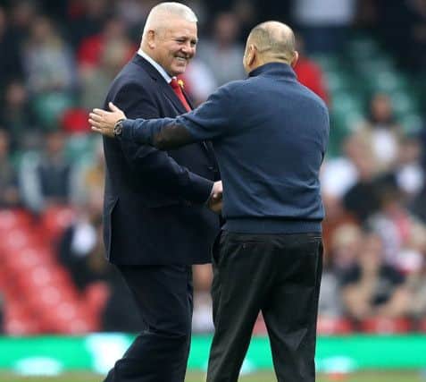 Wales head coach Warren Gatland (left) and England counterpart Eddie Jones before last month's Guinness Six Nations match at the Principality Stadium. PIC: David Davies/PA Wire