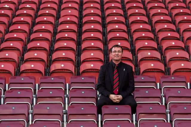 HOT SEAT: Gary Bowyer, pictured at Valley Parade on the day of his first press conference as Bradford City manager. Picture: James Hardisty.