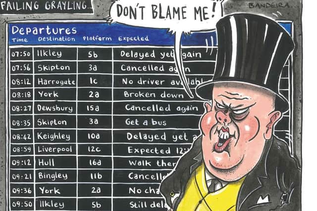 A cartoon of Chris Grayling by Graeme Bandeira at the height of the rail chaos.