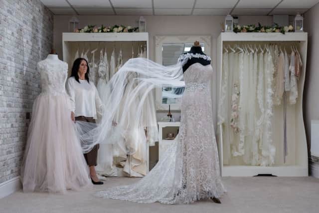 Date:6th March 2019. Picture James Hardisty. Wendie Towler, Designer/Dress Maker from Perfect Fit Bridal Couture, Lower Brunswick Street, Leeds.