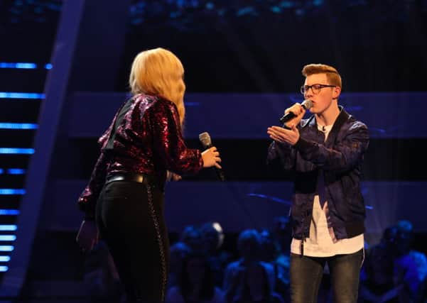 Team Olly: Eva Campbell and Callum Butterworth perform on The Voice on Saturday. Picture: ITV.