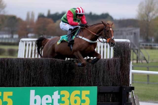 Definitly Red and Danny Cook win the 2018 Charlie Hall Chase at Wetherby.
