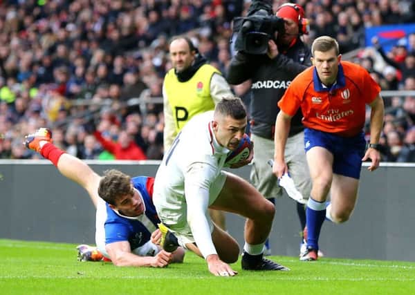 England's Jonny May scores his side's second try of the game against France last month. Picture: Gareth Fuller/PA