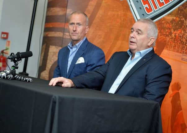 Sheffield Steelers head coach Tom Barrasso and owner Tony Smith 
Picture: Dean Woolley.