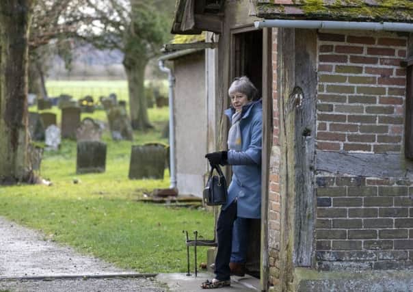 Theresa May attended a church service in her Maidenhead constituency ahead of another crunch week of Brexit votes.