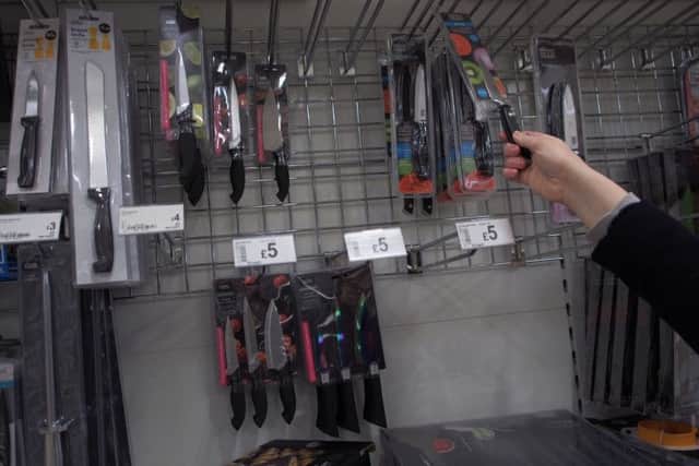 Kitchen knives for sale in an Asda store  as the Leeds-based supermarket chain  has vowed to remove single kitchen knives from sale at all its stores by the end of April, amid rising fears over their use in fatal stabbings.