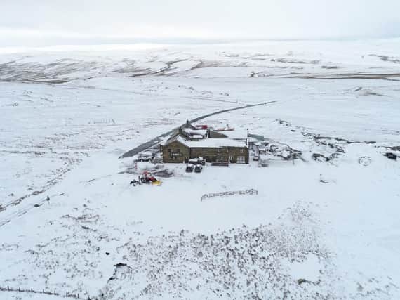 Snow has been heavy around the Tan Hill Inn in North Yorkshire. PIC: Owen Humphreys/PA Wire
