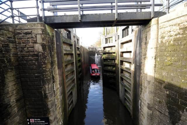 Tuel Lane Lock on the Rochdale Canal at Sowerby Bridge.