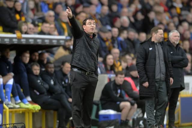 Bradford City's new manager Gary Bowyer issues instructions from the sidelines against Peterborough United on Saturday (Picture: Simon Hulme).