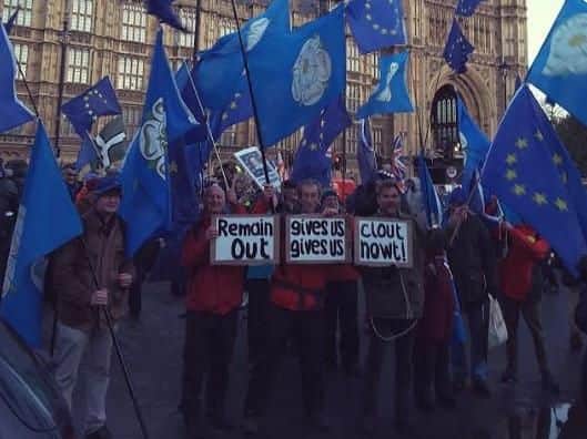 Pro-EU campaigners from Yorkshire outside Parliament