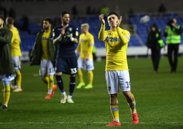 In top form: Leeds United's Pablo Hernandez applauds the fans at Reading.
Picture: Jonathan Gawthorpe