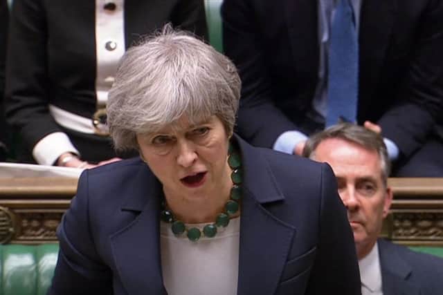 Prime Minister Theresa May speaks to MPs in the House of Commons, London after MPs have supported the amended Government motion which rejects a no-deal Brexit at any time and under any circumstances by 321 votes to 278, majority 43. PRESS ASSOCIATION Photo. Picture date: Wednesday March 13, 2019. See PA story POLITICS Brexit. Photo credit should read: PA Wire