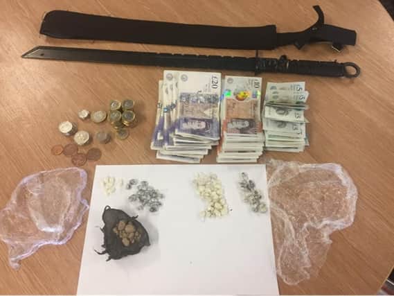 A samurai sword was seized as part of a drugs raid on Monday in Hull.