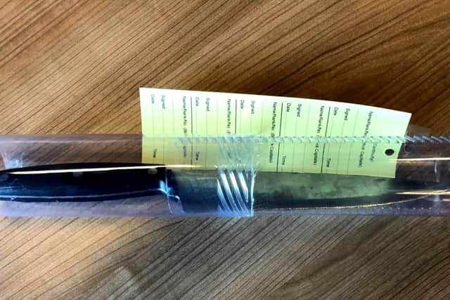 A knife seized from a stolen car in Hull.