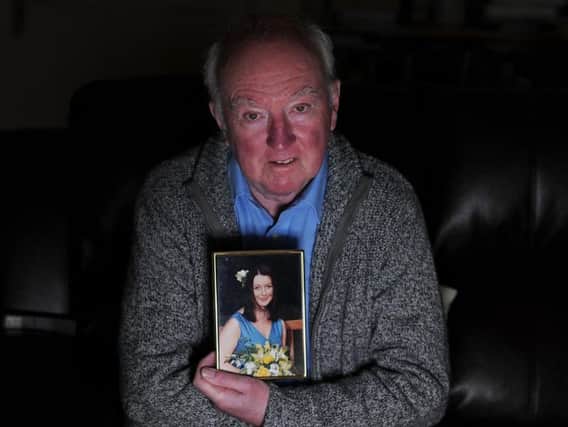 Peter Lawrence the father of missing Claudia Lawrence pictured at his home.