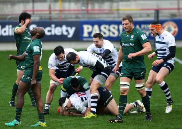 CLOCK IS TICKING: Carnegie's Peter Lucock scores the opening try in last week's impressive win over promotion favourites London Irish. Picture: Jonathan Gawthorpe