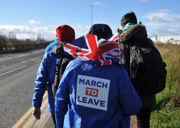 Brexit supporters who are marching from Sunderland to London.